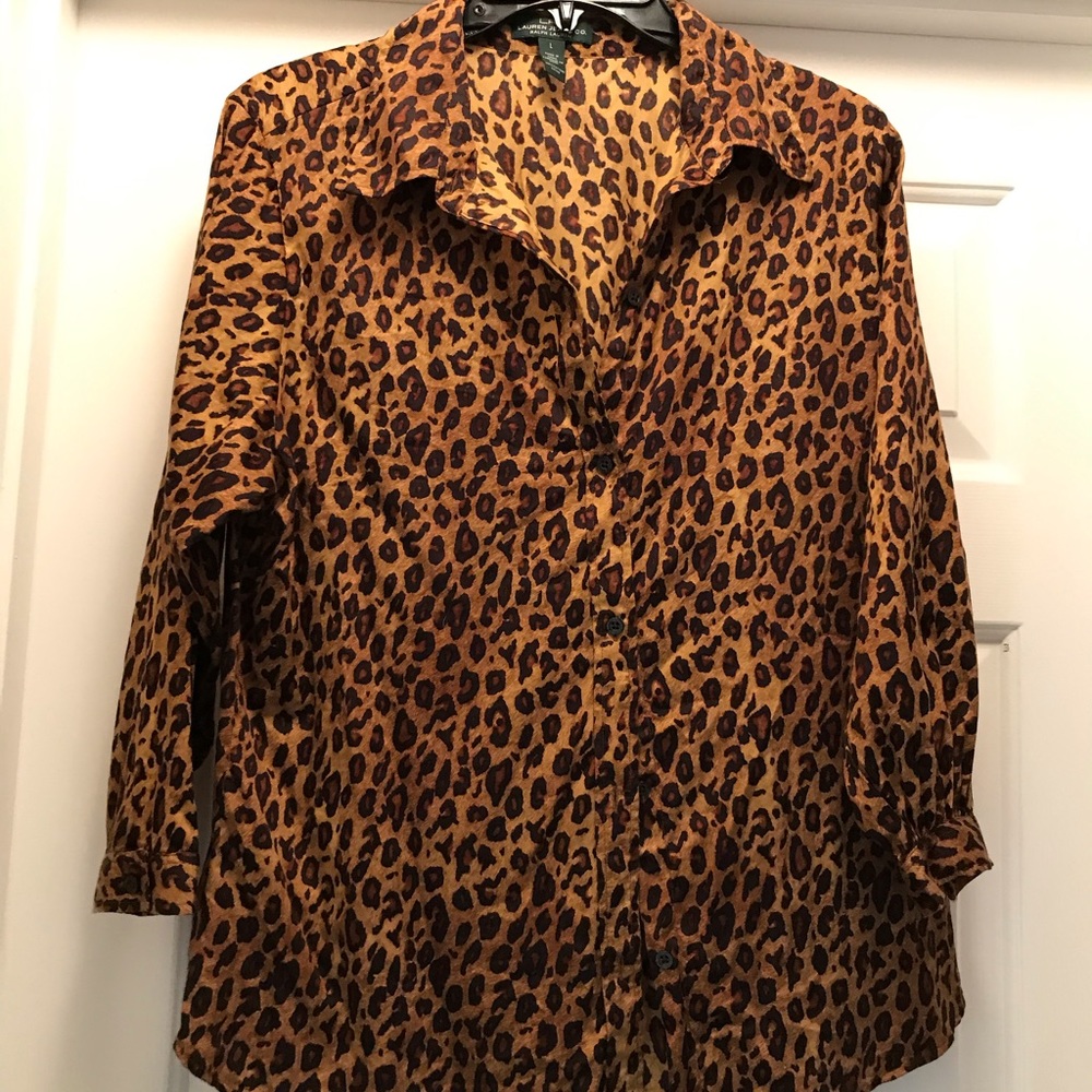 Lauren Jeans Co.  Ralph Lauren cheetah blouse L
